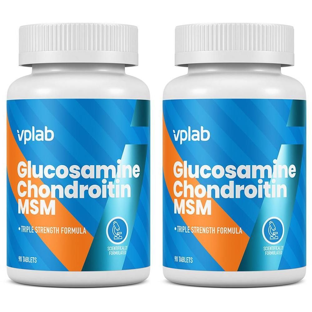 Due flaconi di VPLAB Glucosamina & Condroitina & MSM, formula a tripla forza, 90 compresse.