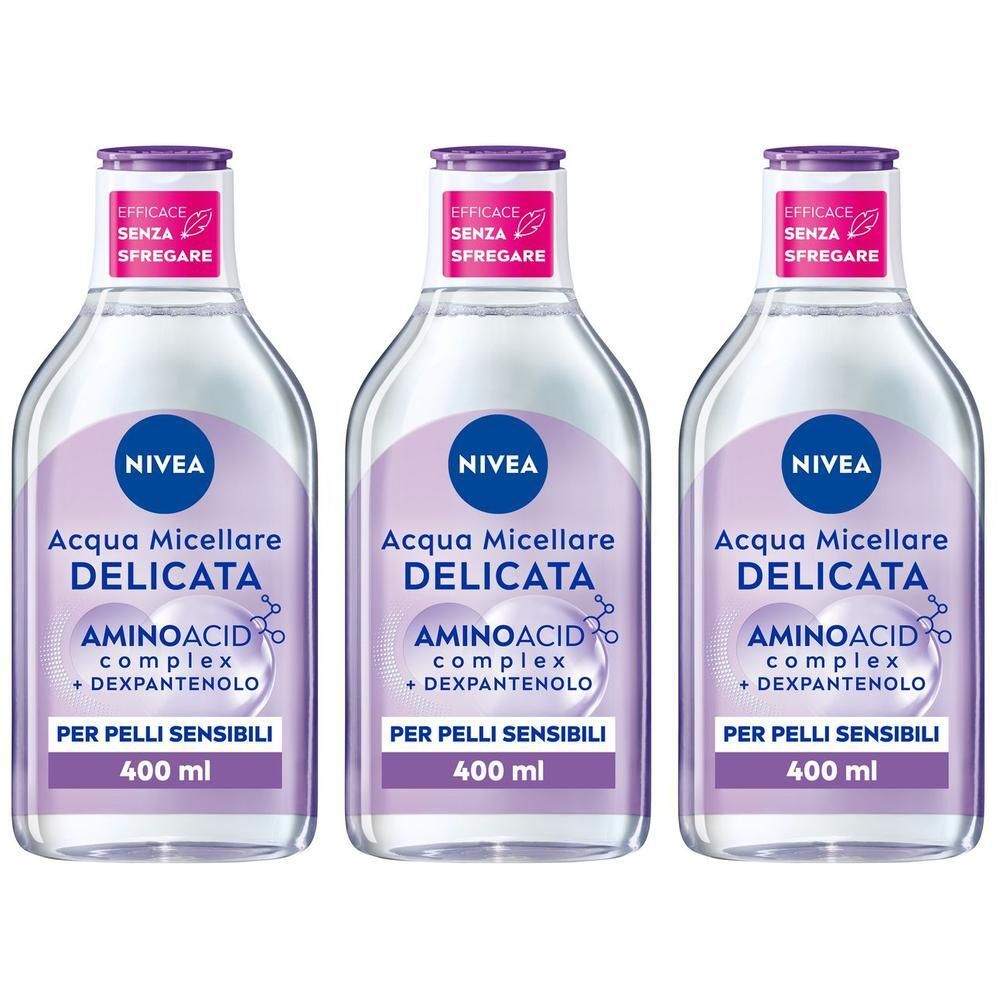 Nivea Micellair 5in1 Acqua Micellare Delicata 400 ml, Detergente viso e occhi struccante lenitivo
