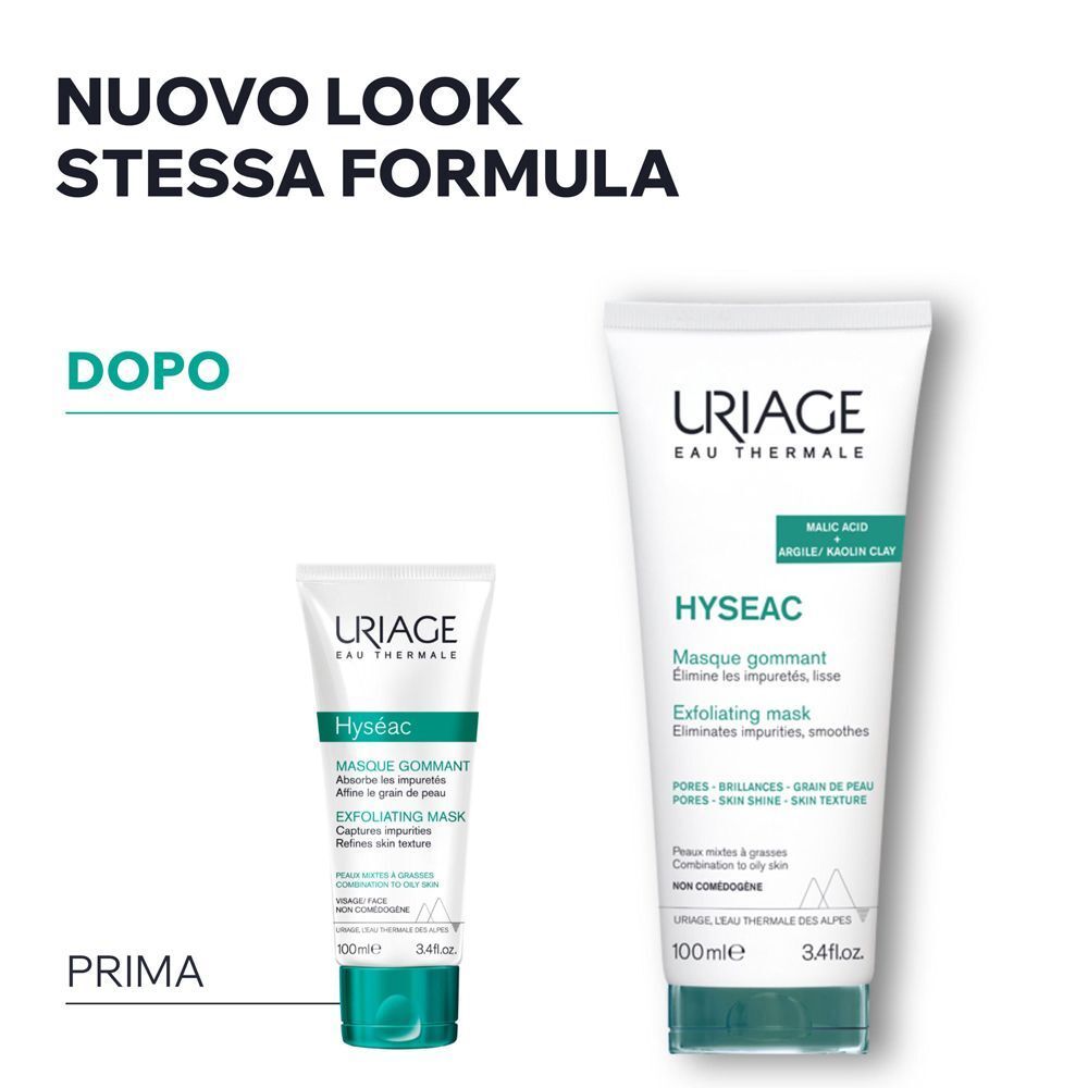 URIAGE HYSEAC Maschera esfoliante pelle grassa, punti neri, pori dilatati con Argilla bianca