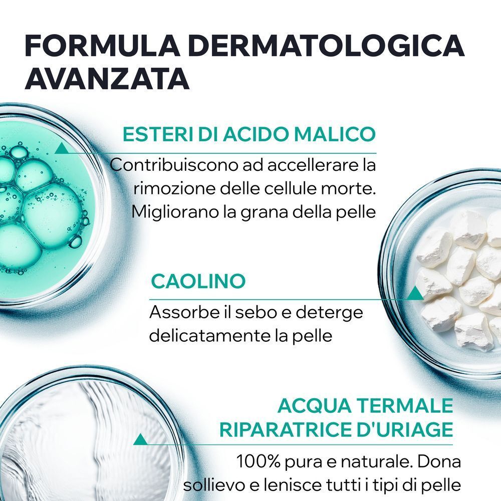 URIAGE HYSEAC Maschera esfoliante pelle grassa, punti neri, pori dilatati con Argilla bianca