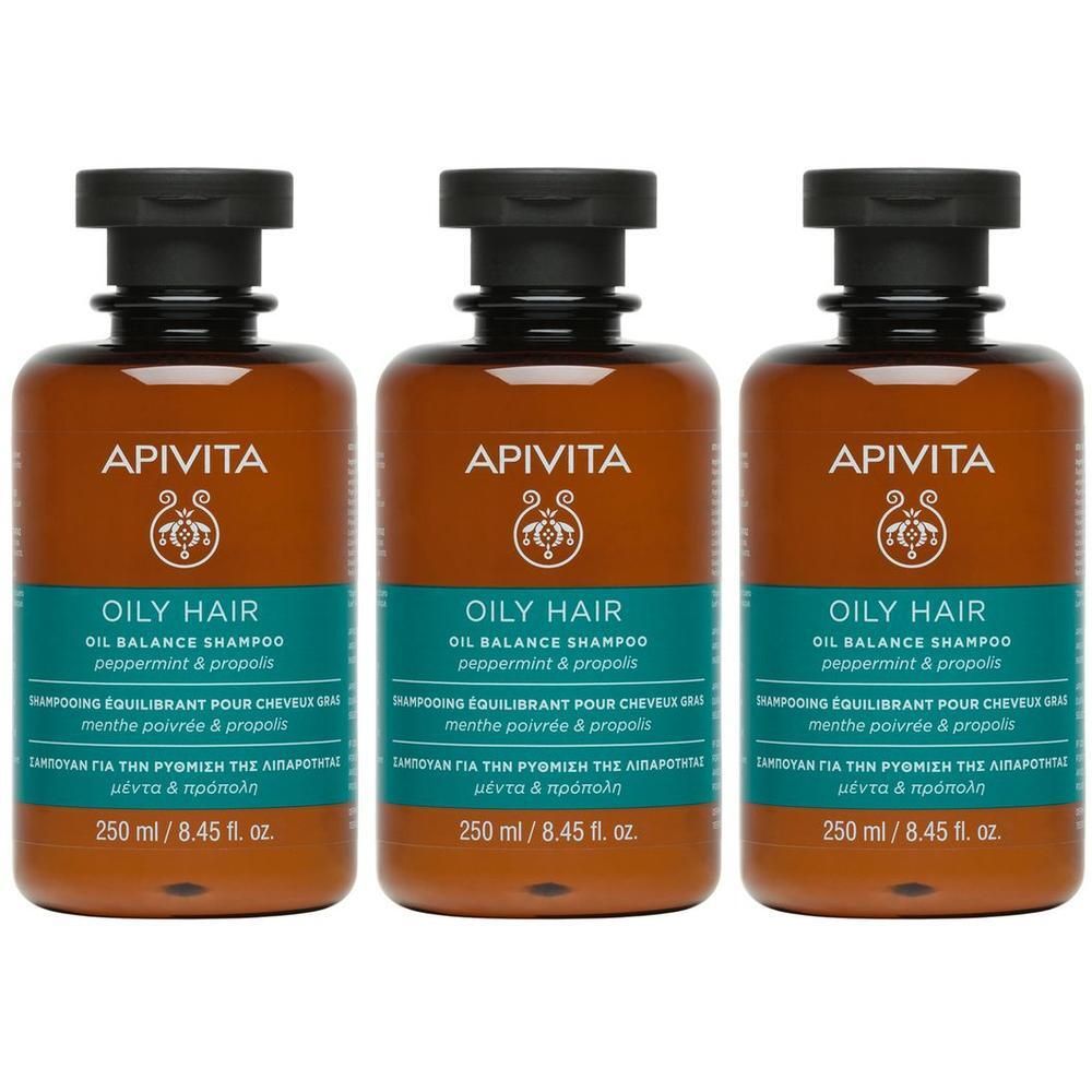 Apivita Oily Hair Shampoo Sebo-regolatore per Capelli Grassi con Menta Piperita e Propoli