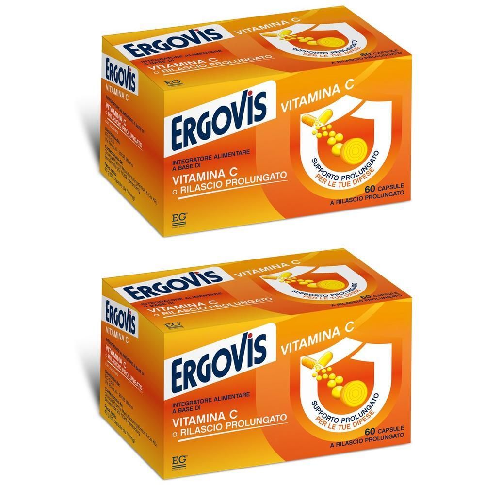 Due confezioni di capsule ERGOVIS Vitamina C a rilascio prolungato.
