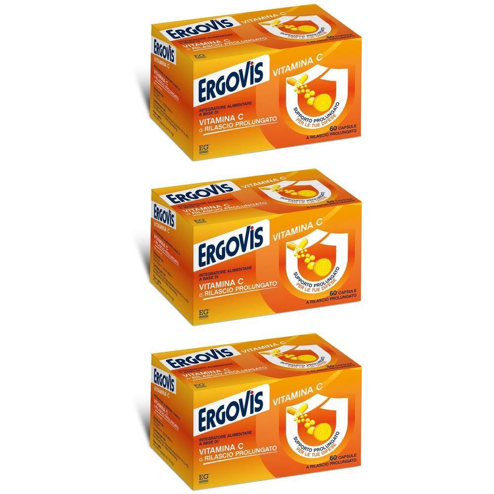 Tre confezioni di ERGOVIS Vitamina C a rilascio prolungato.