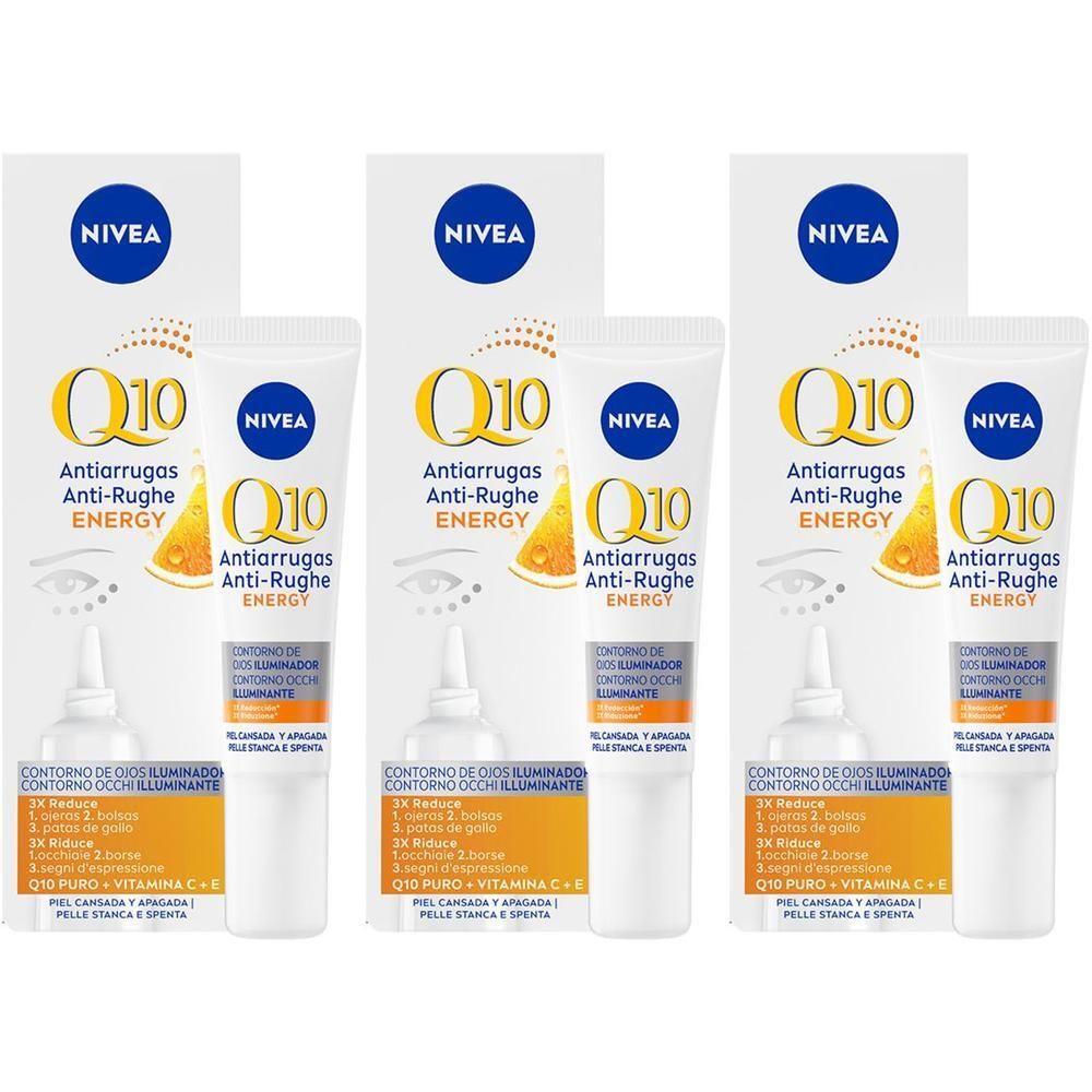 Nivea Q10 Anti-Rughe Energy Contorno Occhi Illuminante 15 ml, Crema contorno occhi antirughe
