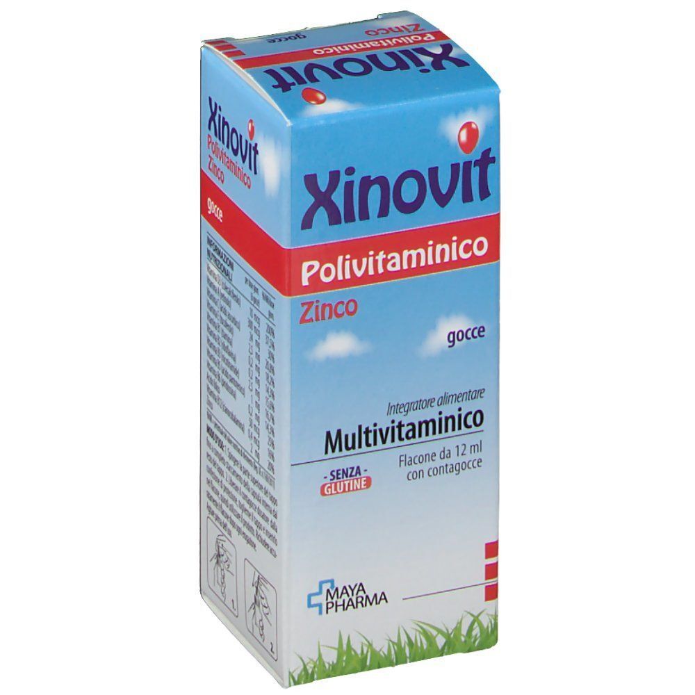 Confezione di Xinovit Polivitaminico Zinco gocce, integratore multivitaminico.