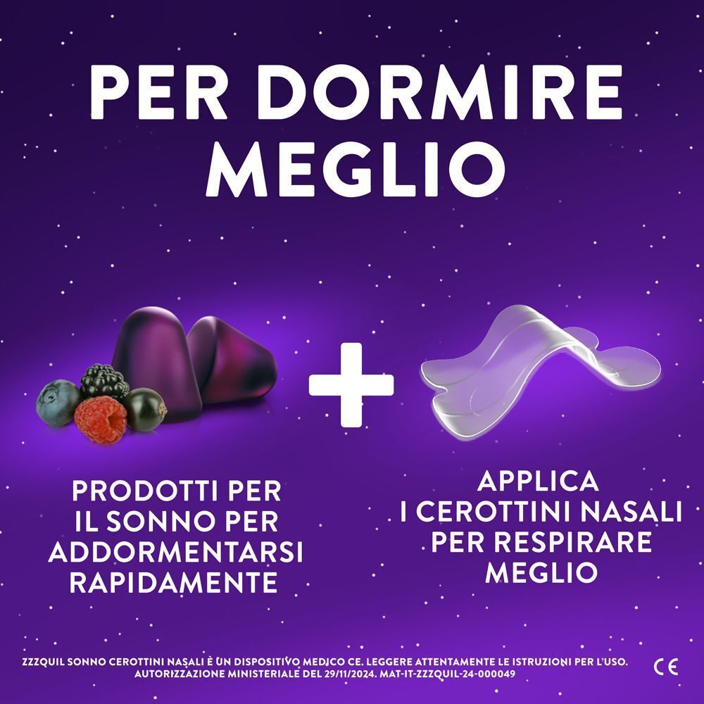 Prodotti per il sonno Vicks ZzzQuil e cerottini nasali per respirare meglio.