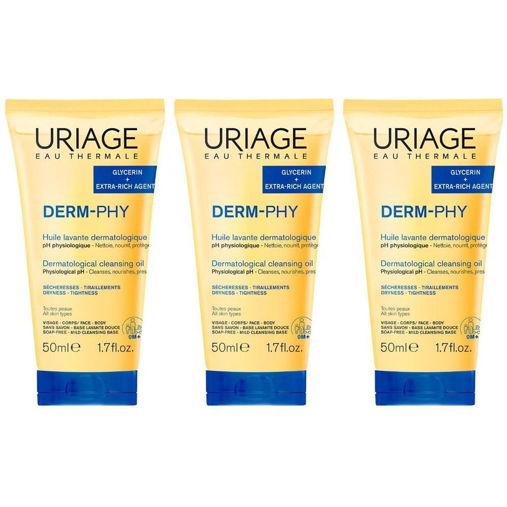 URIAGE DERM-PHY Olio Lavante Dermatologico bagno e doccia, pelle secca e sensibile