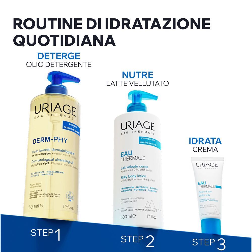 URIAGE DERM-PHY Olio Lavante Dermatologico bagno e doccia, pelle secca e sensibile