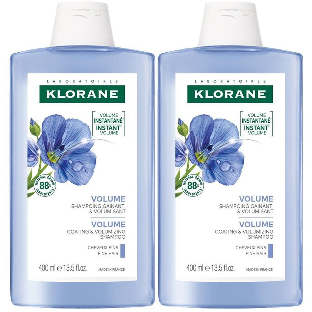Klorane Shampoo avvolgente e volumizzante al Lino BIO 400ml - Capelli sottili, Volume naturale