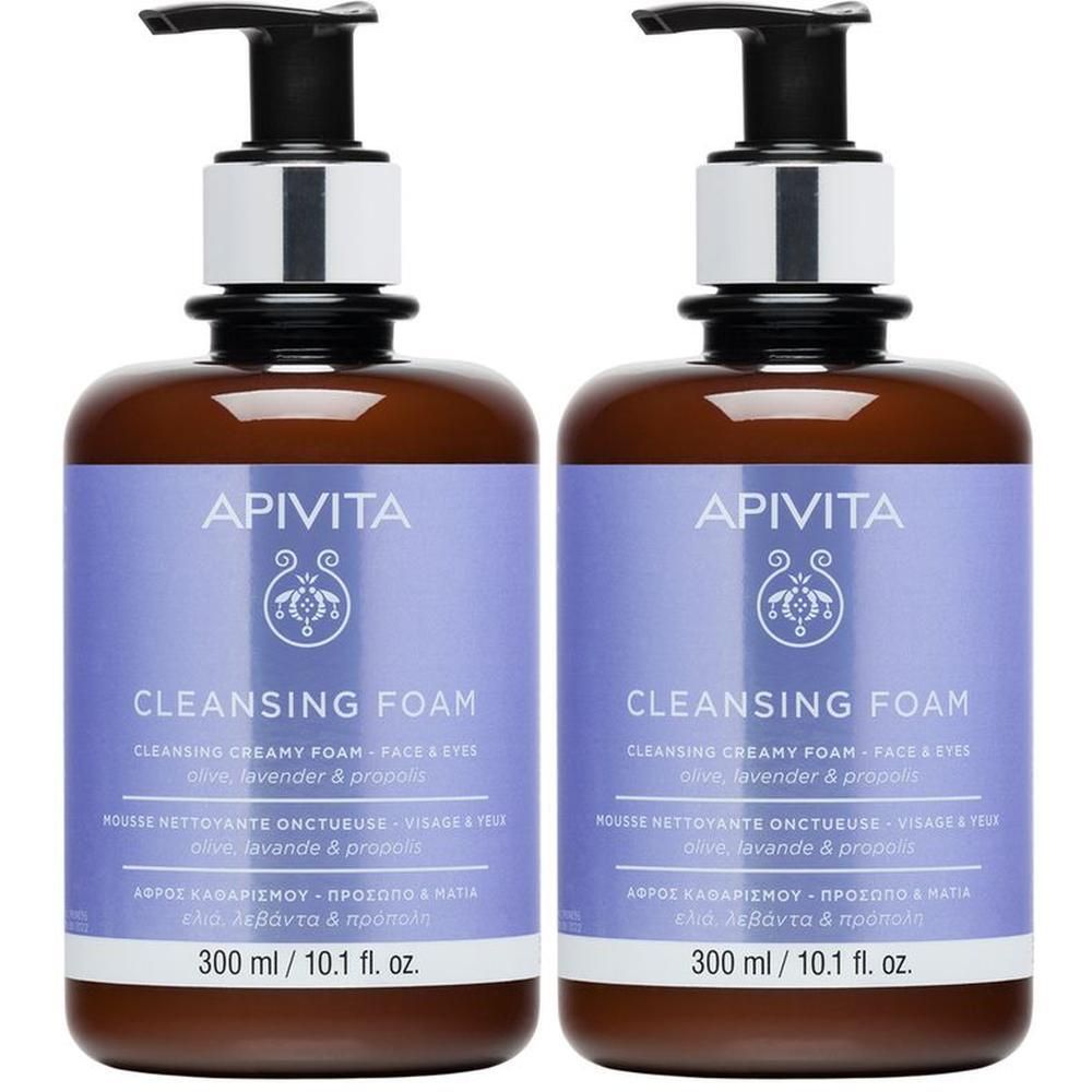 Apivita Mousse Detergente Cremosa, Idratante e Struccante per Viso e Occhi