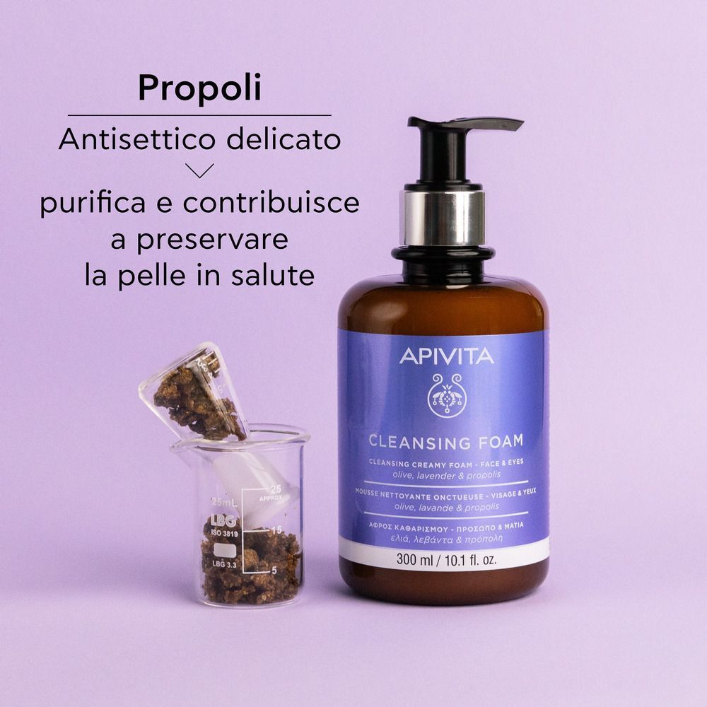 Apivita Mousse Detergente Cremosa, Idratante e Struccante per Viso e Occhi