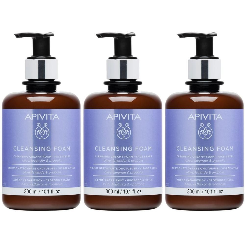 Apivita Mousse Detergente Cremosa, Idratante e Struccante per Viso e Occhi