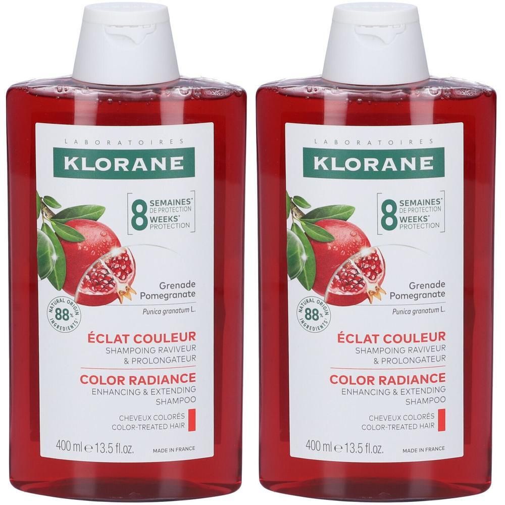 Klorane Shampoo ravvivante e prolungatore al Melograno 200ml - Capelli colorati, protegge il colore, Illumina