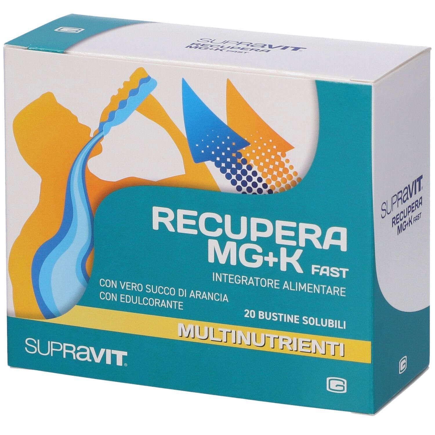 Supravit Recupera MG+K Fast: 20 bustine, integratore alimentare multivitaminico.