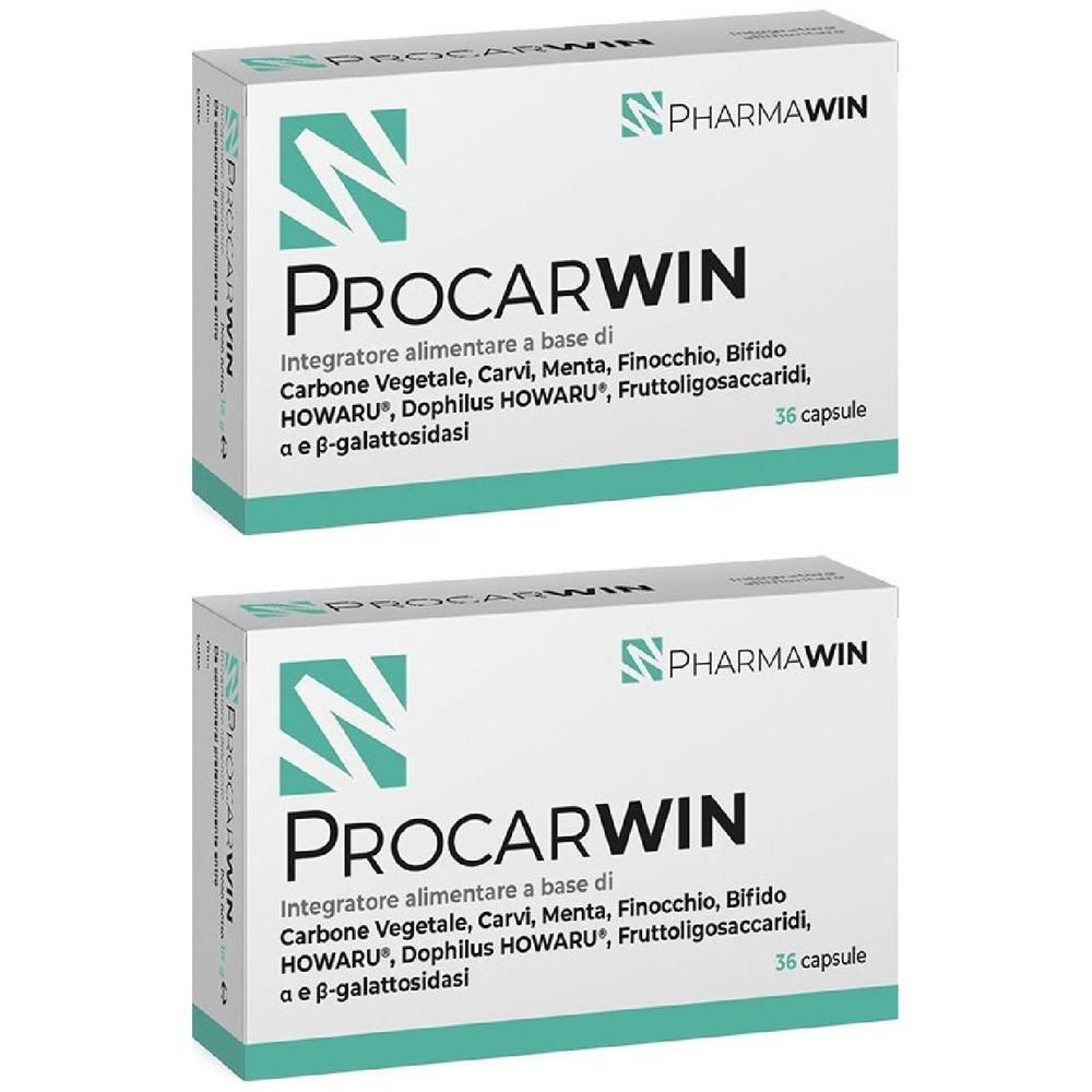 Due confezioni di Procarwin, integratore alimentare, da 36 capsule ciascuna.
