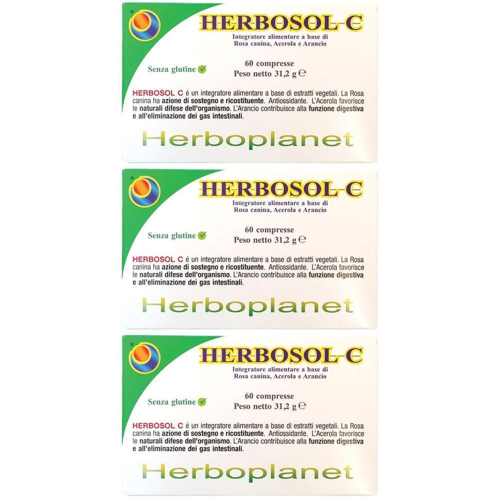 Herbosol C, 60 compresse, 31,2g. Senza glutine. Integratore alimentare Herbosol C.
