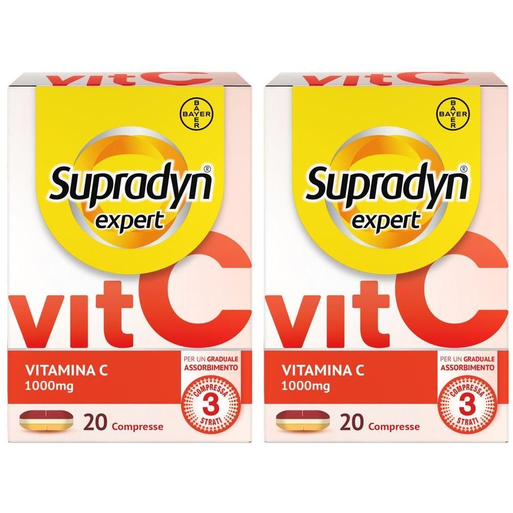 Due confezioni di Supradyn Expert Vitamina C 1000mg a rilascio graduale.