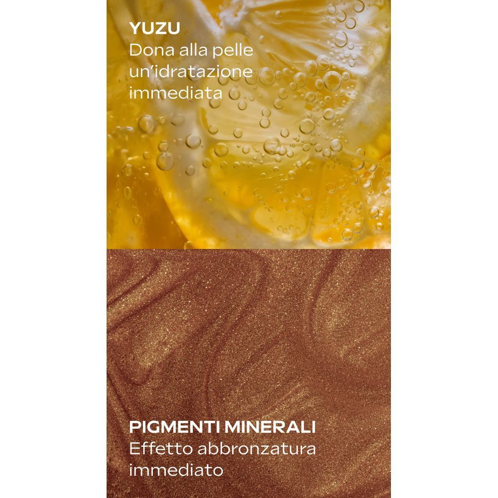 Primo piano di frutti yuzu e pigmenti bronzanti.