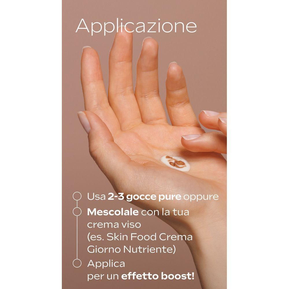 Istruzioni per l'applicazione di WELEDA Sunkissed Bronzing Serum Drops.