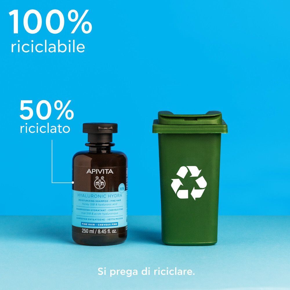 Apivita Hyaluronic Hydra Shampoo Idratante con Acido Ialuronico per capelli fini e secchi