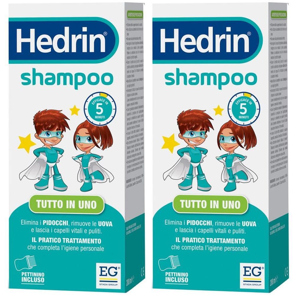 Hedrin Shampoo: Due confezioni con personaggi dei cartoni animati in versione supereroi. Efficace in 5 minuti.