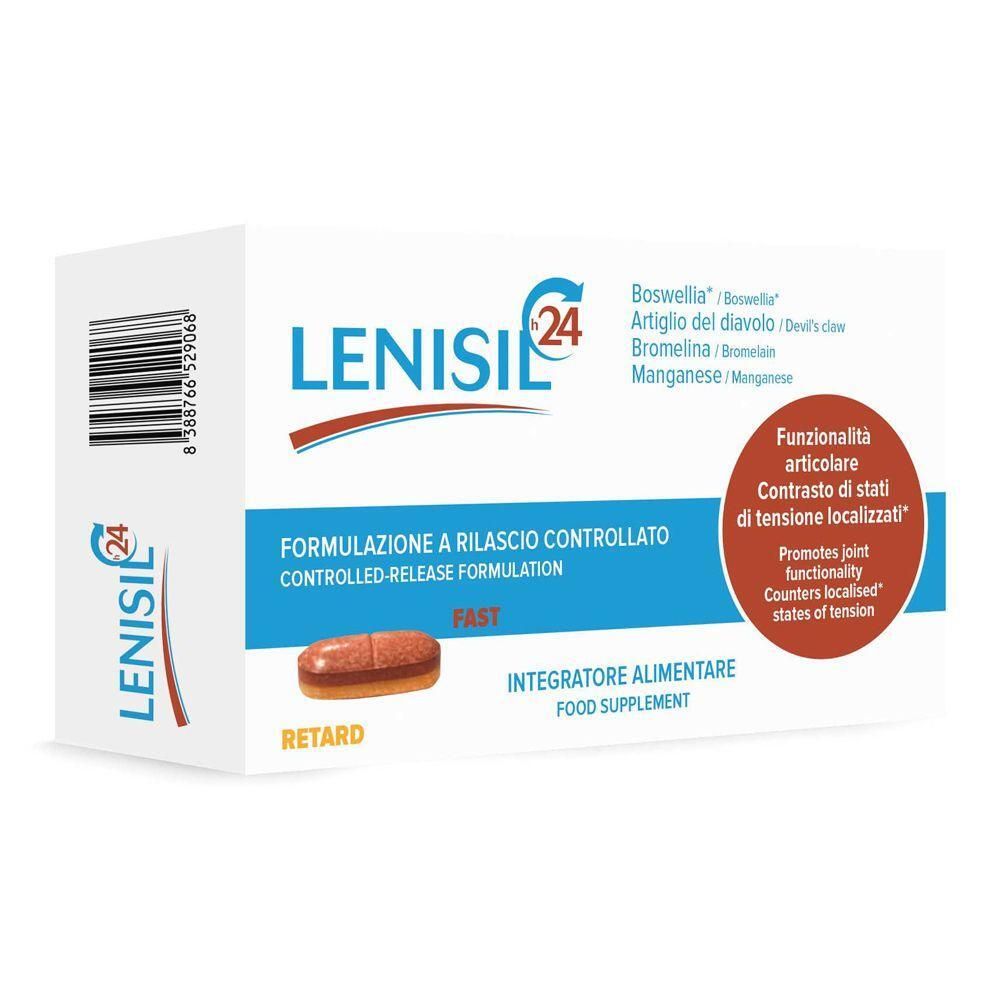 Confezione con una compressa, scritta "Lenisil 24" e indicazione "Controlled-Release Formulation".