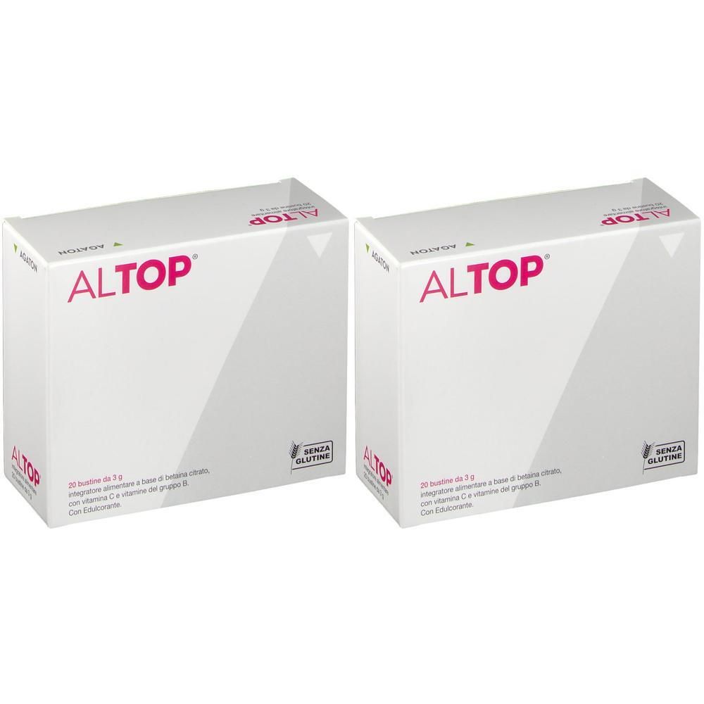 Due confezioni di Altop Bustine, bianche con scritta rosa.