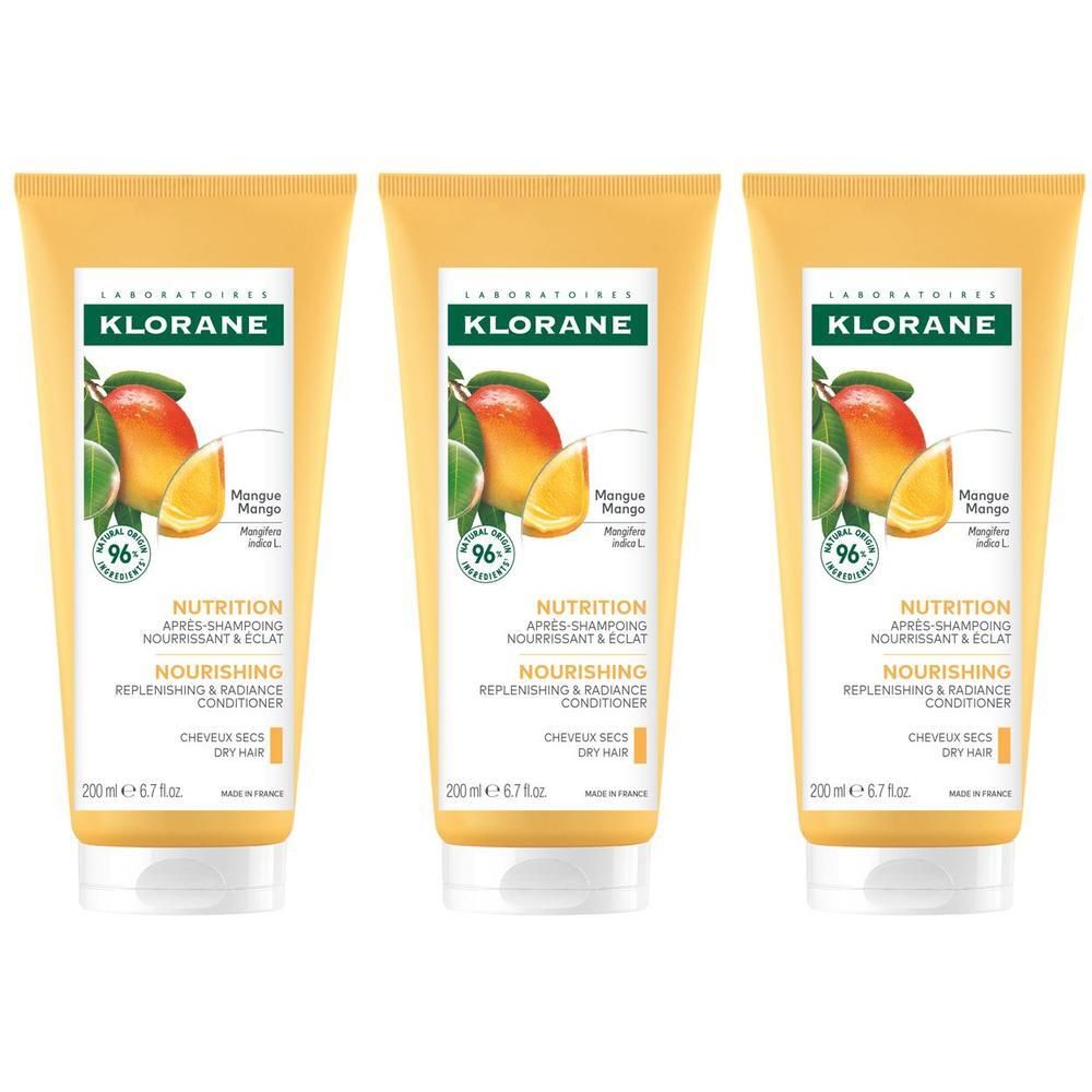 Tre tubi di Klorane Mango Nutrition Balsamo, 200ml.