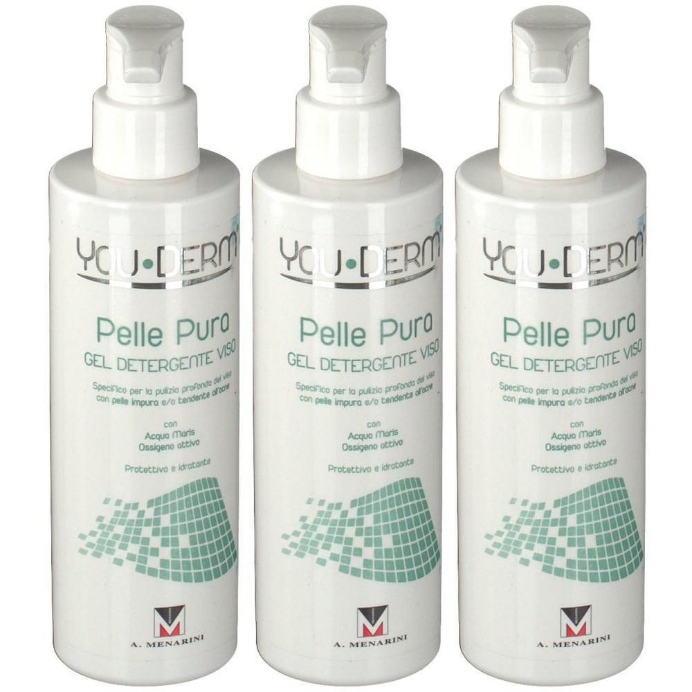 YOUDERM Pelle Puro Gel Detergente Viso 3x200 ml Gel