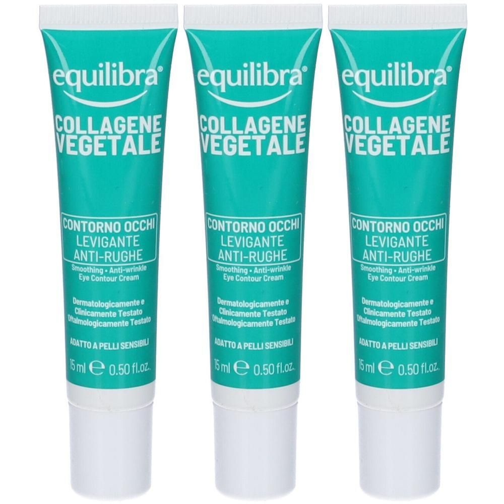 Tre tubi di Equilibra Collagene Vegetale Contorno Occhi, 15 ml.