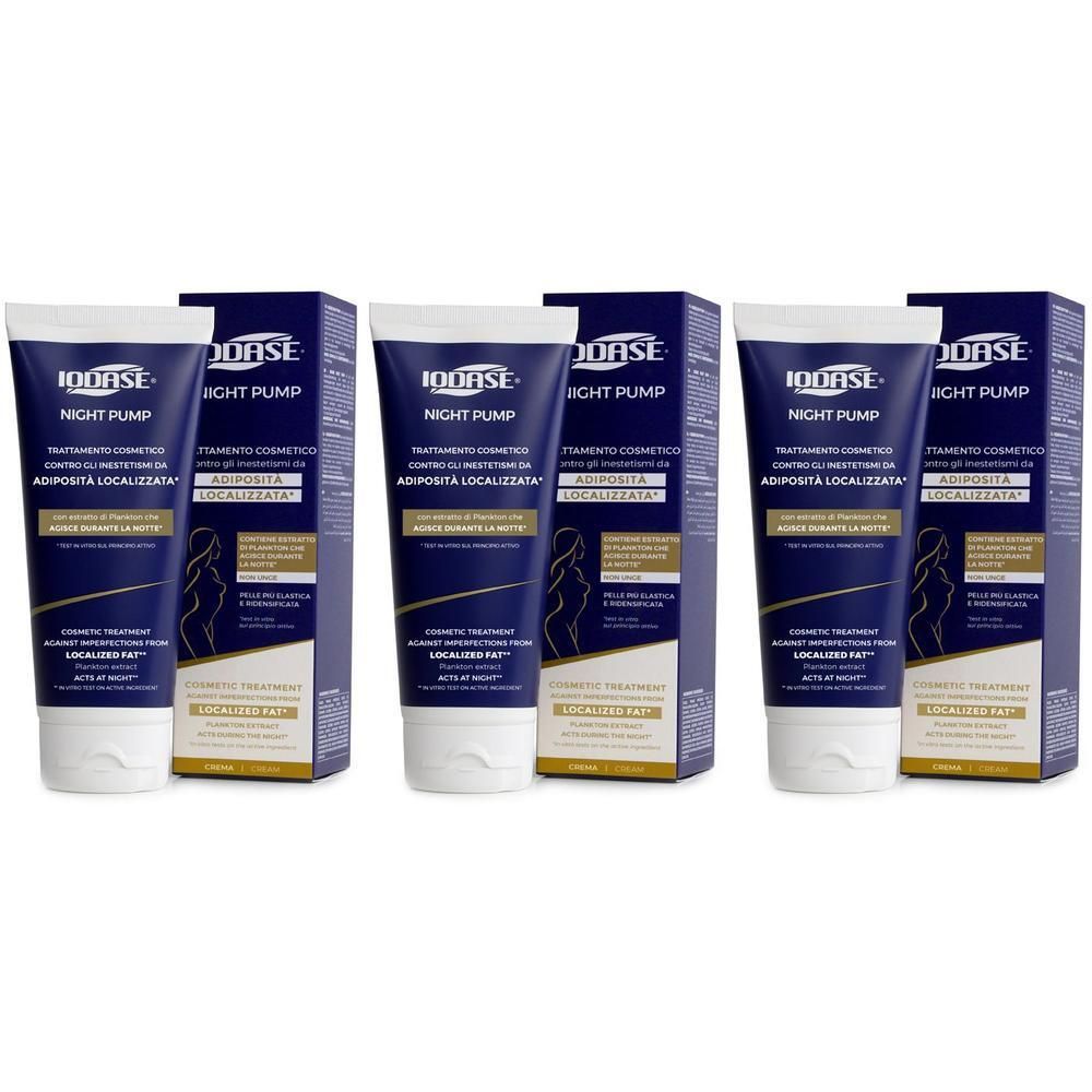 Tre tubi di trattamento cosmetico Iodase Night Pump contro l'adiposità localizzata.