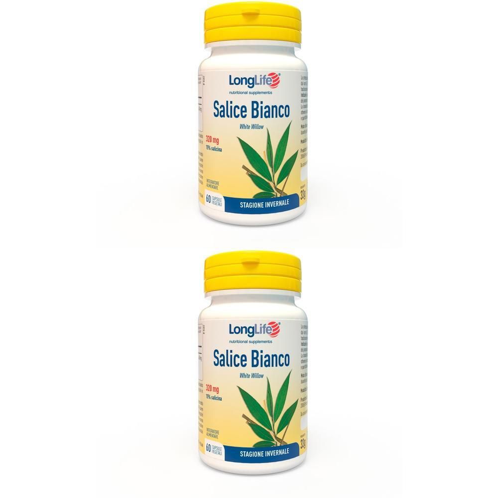 Due flaconi di LongLife Salice Bianco, 60 capsule.