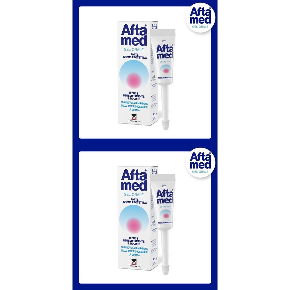 Afta Med Gel Orale: Due tubi e scatole con applicatore.