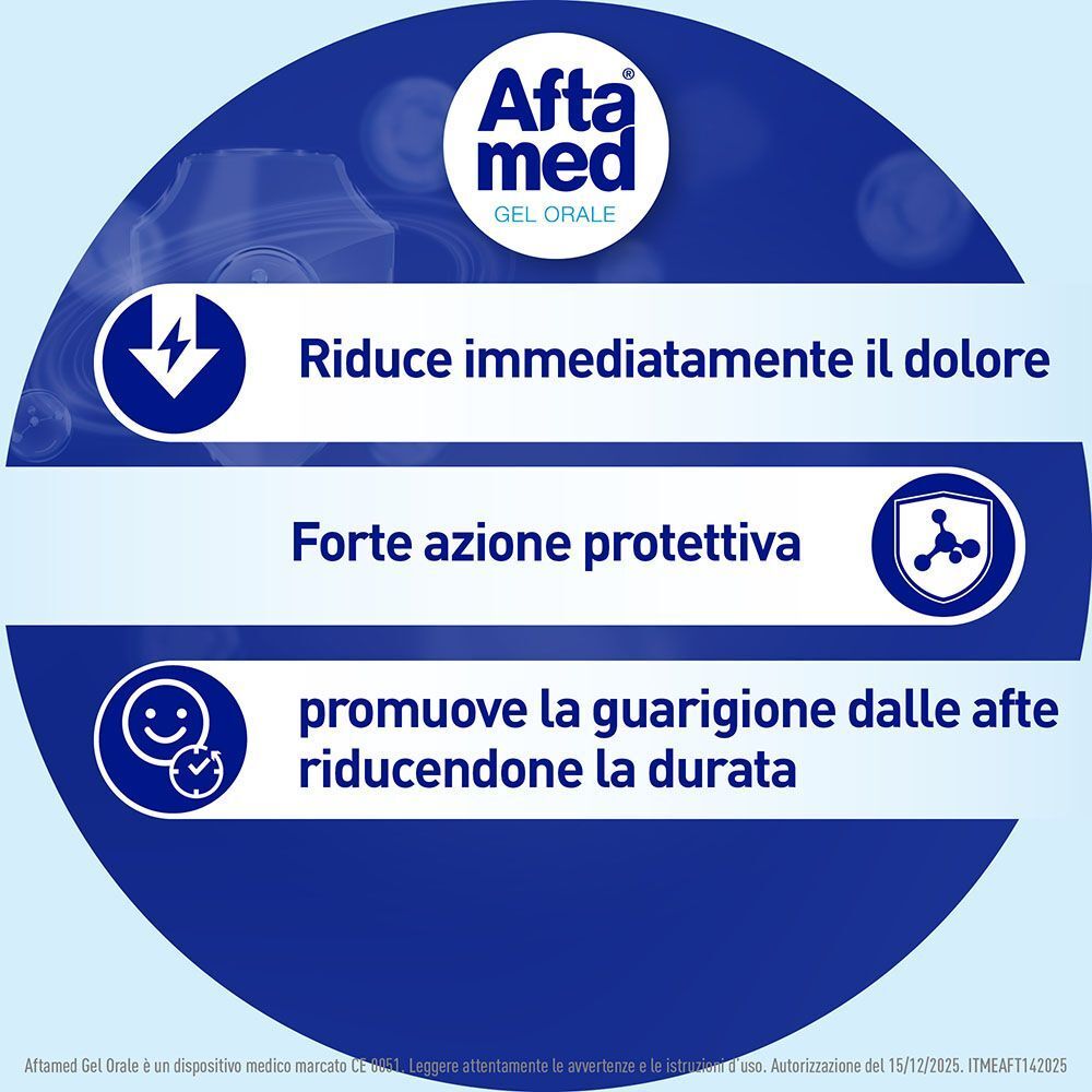 Afta Med Gel Orale: Riduce il dolore, protegge, promuove la guarigione delle afte.