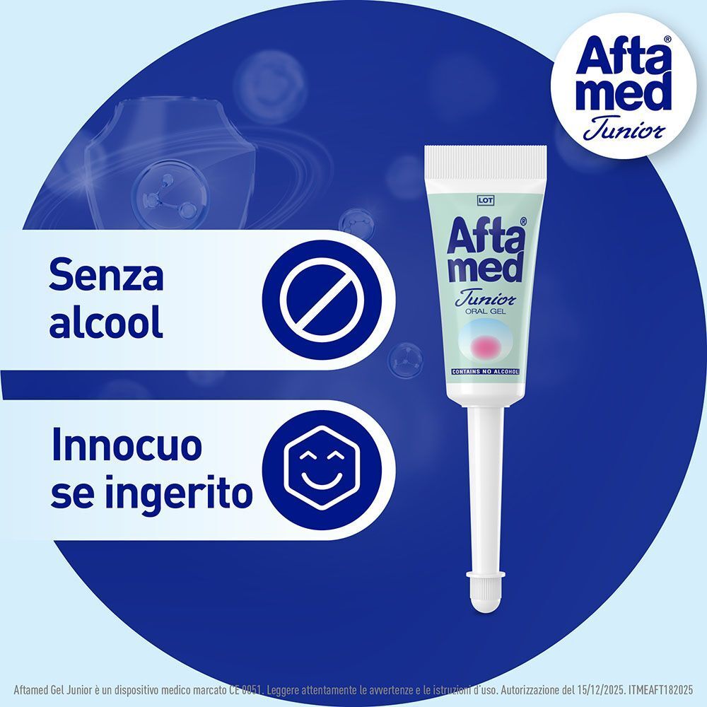 AftaMed Junior: senza alcool e innocuo se ingerito.
