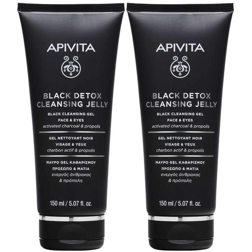 Apivita Black Detox Gel Detergente Nero viso, occhi e labbra struccante rimuove il trucco