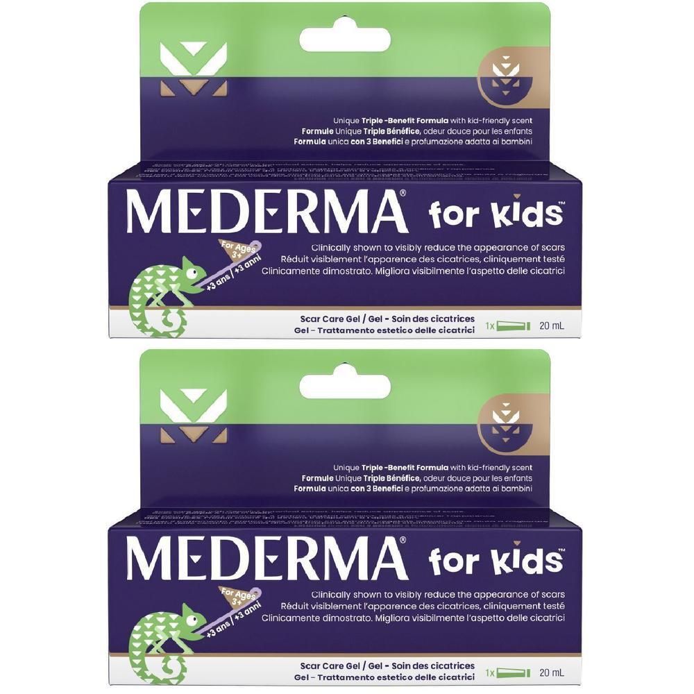 Due confezioni di gel Mederma for Kids per la cura delle cicatrici, 20 ml ciascuna.