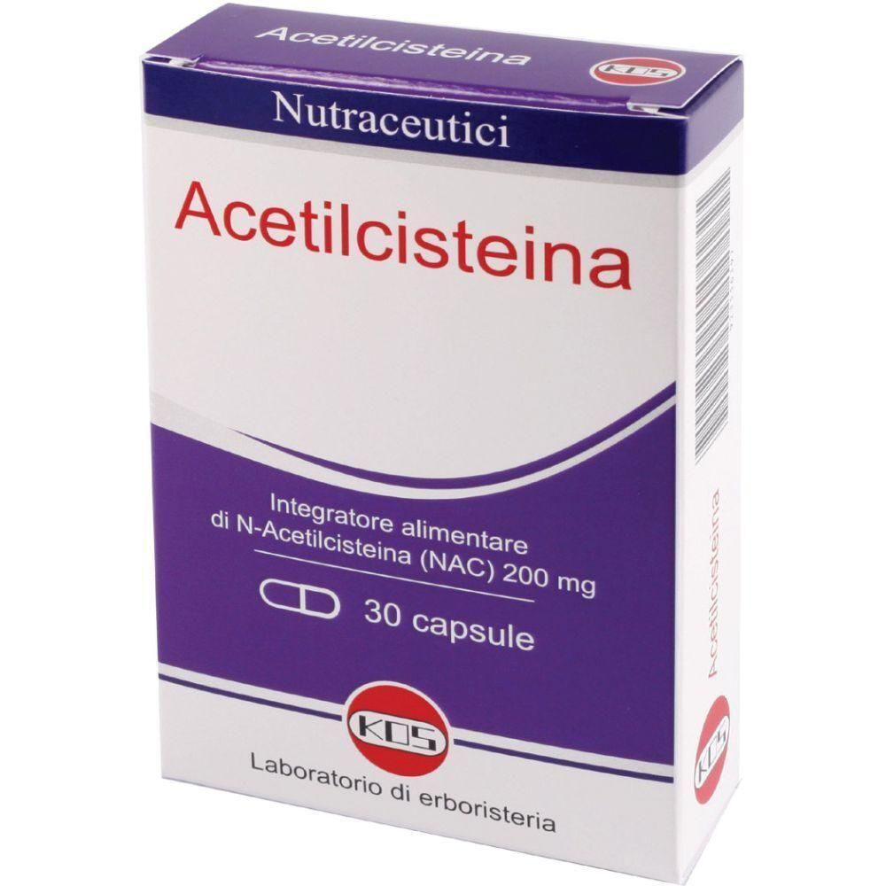 Confezione da 30 capsule di Acetilcisteina (NAC) 200 mg.