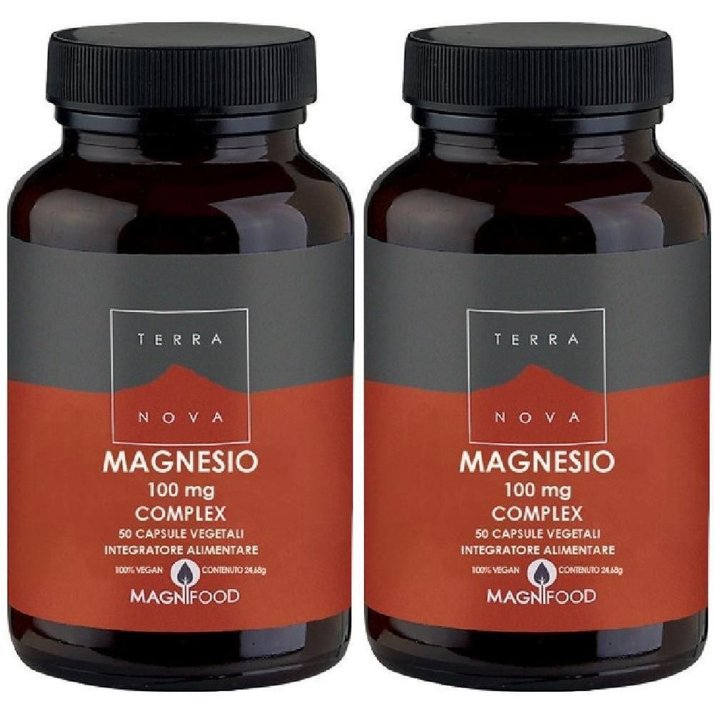 Due flaconi di Terranova Magnesio Complex 100 mg, 50 capsule vegetali.