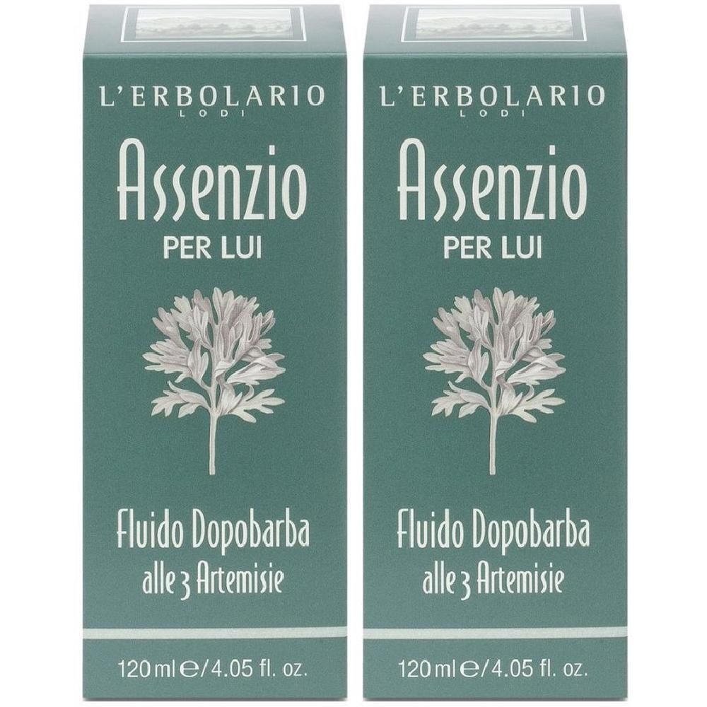 Due confezioni di L'Erbolario Assenzio Per Lui Fluido Dopobarba alle 3 Artemisie.