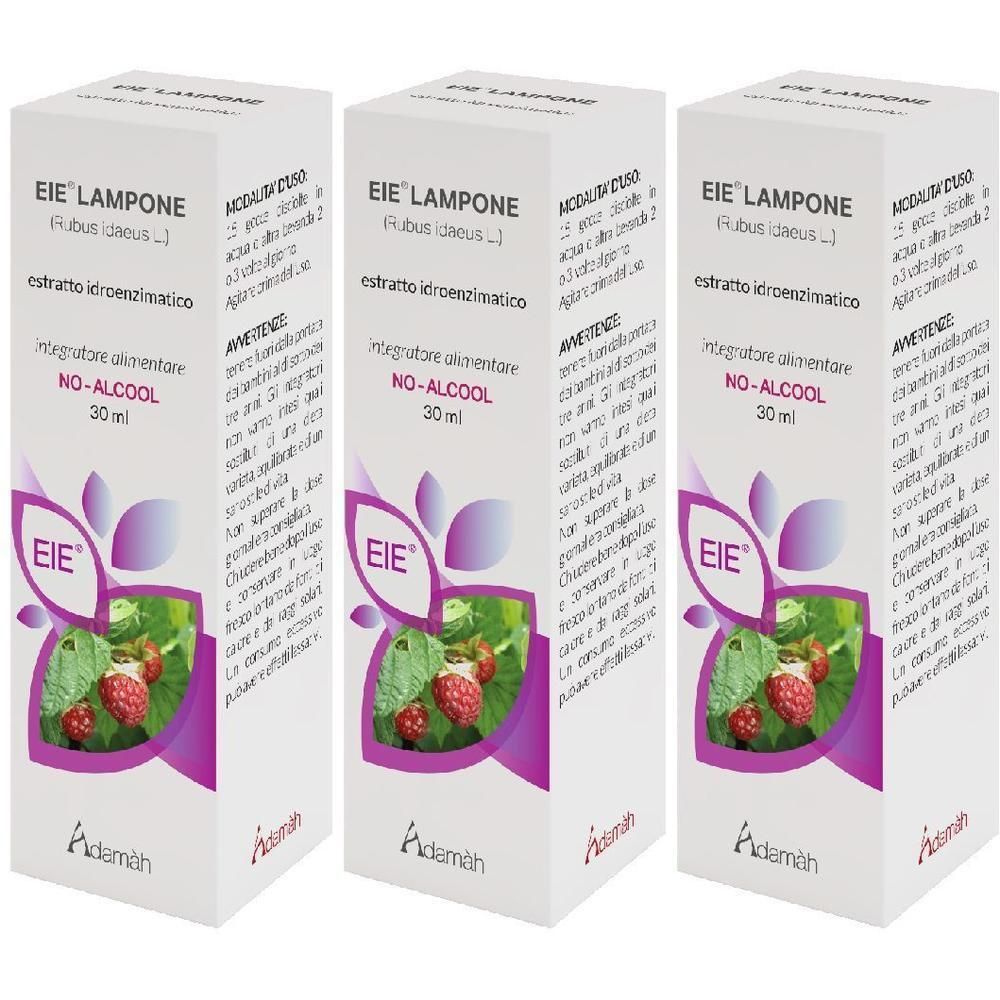 Tre confezioni di Adamàh EIE Lampone Gocce, integratore alimentare liquido, 30 ml.