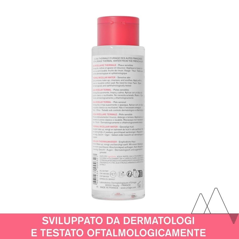 URIAGE Acqua micellare termale pelle sensibile, viso, occhi, labbra, strucca, lenisce