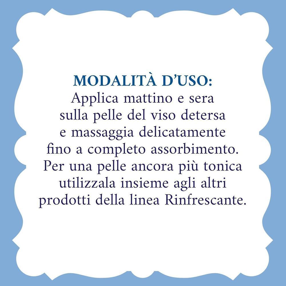 Testo sulla confezione di Crema Viso Idratante Acqua alle Rose sull'uso.