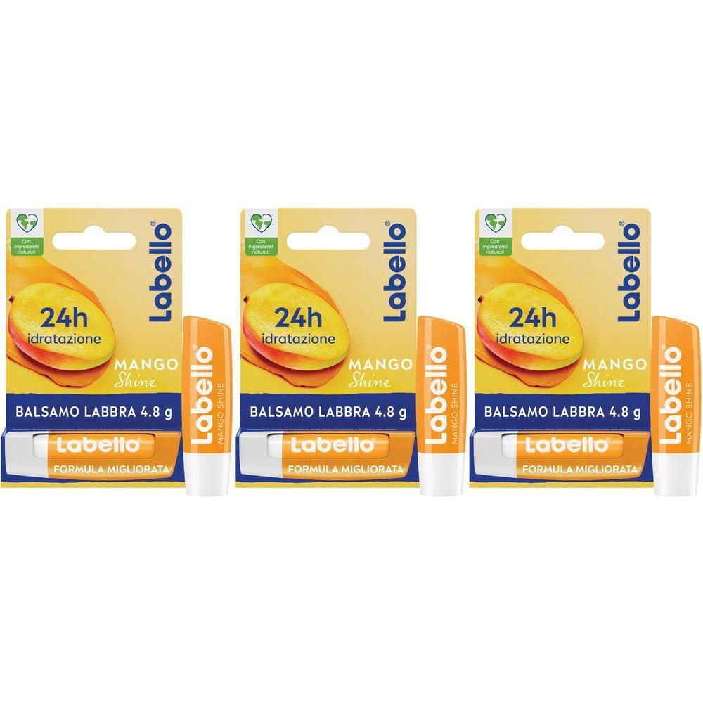 Labello Mango Shine Burrocacao labbra, Balsamo labbra nutriente all'aroma di Mango con pigmenti scintillanti