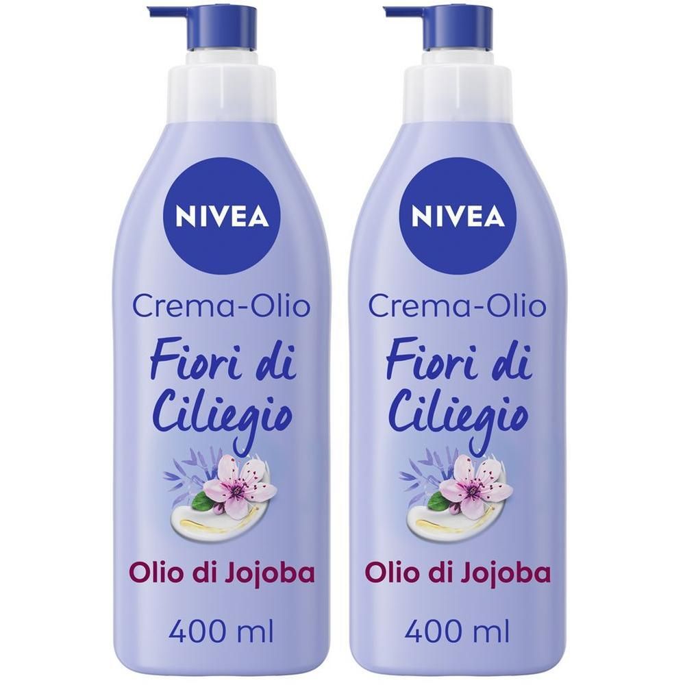 Nivea Crema-Olio Fiori di Ciliegio & Olio di Jojoba 400 ml, Crema corpo idratante 48h e profumata