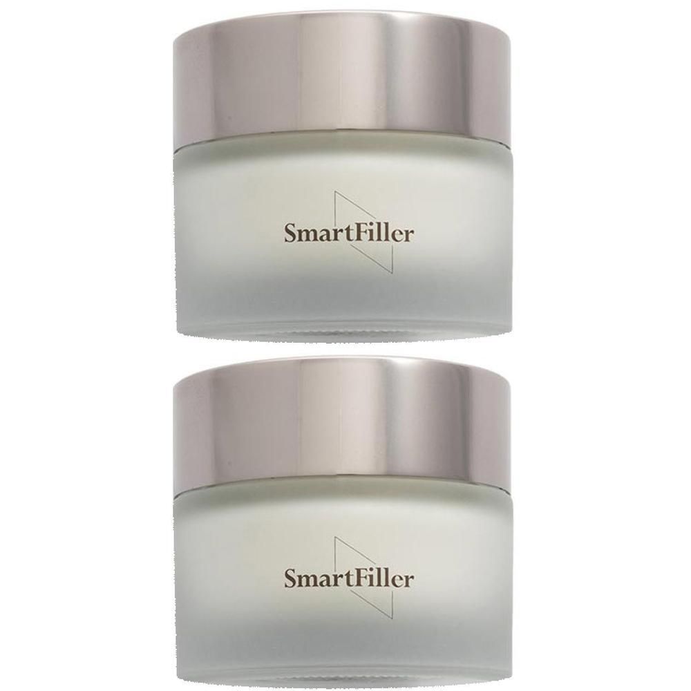 Due barattoli in vetro satinato con tappi argentati, etichettati "SmartFiller".