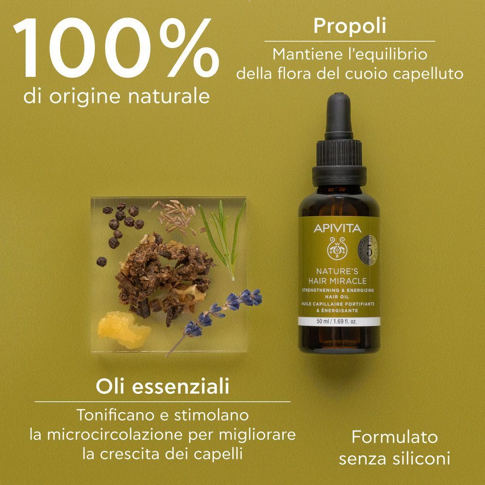 Apivita NATURE'S HAIR MIRACLE Olio Rinforzante e Rivitalizzante Nutre e Rinforza i capelli