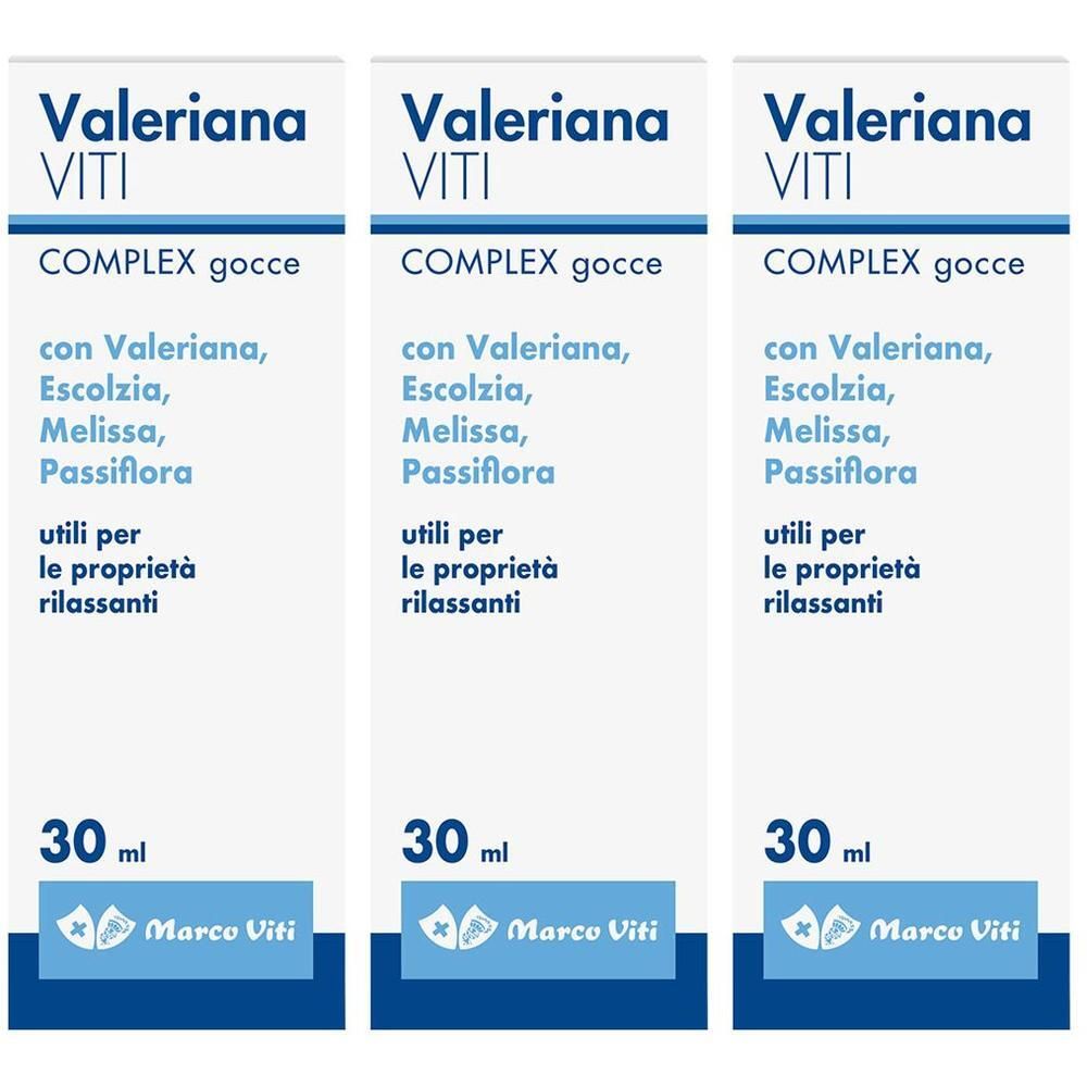 Tre confezioni di Valeriana Viti Complex Gocce, 30 ml.