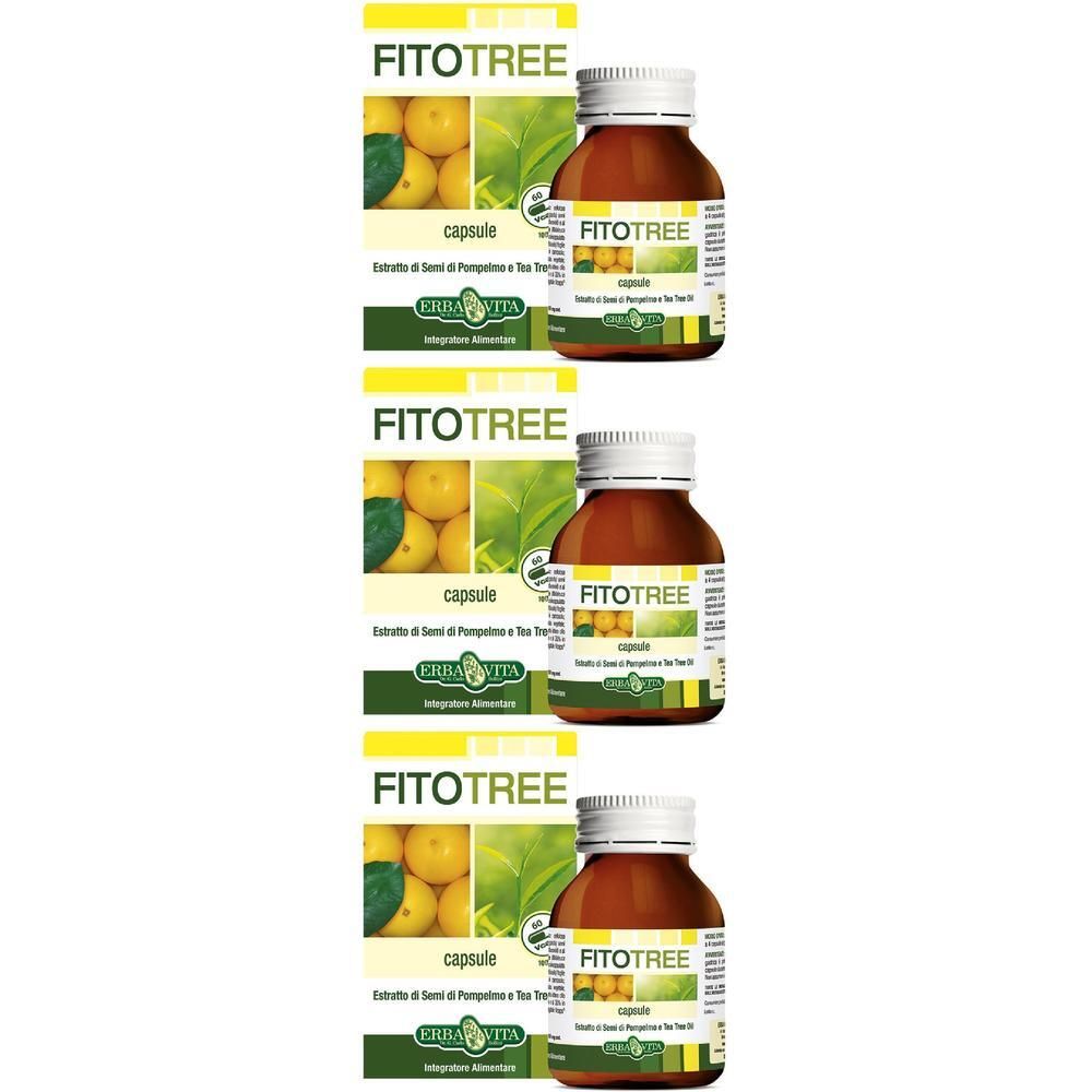 Tre confezioni di capsule Fitotree con agrumi e foglie sulla scatola.