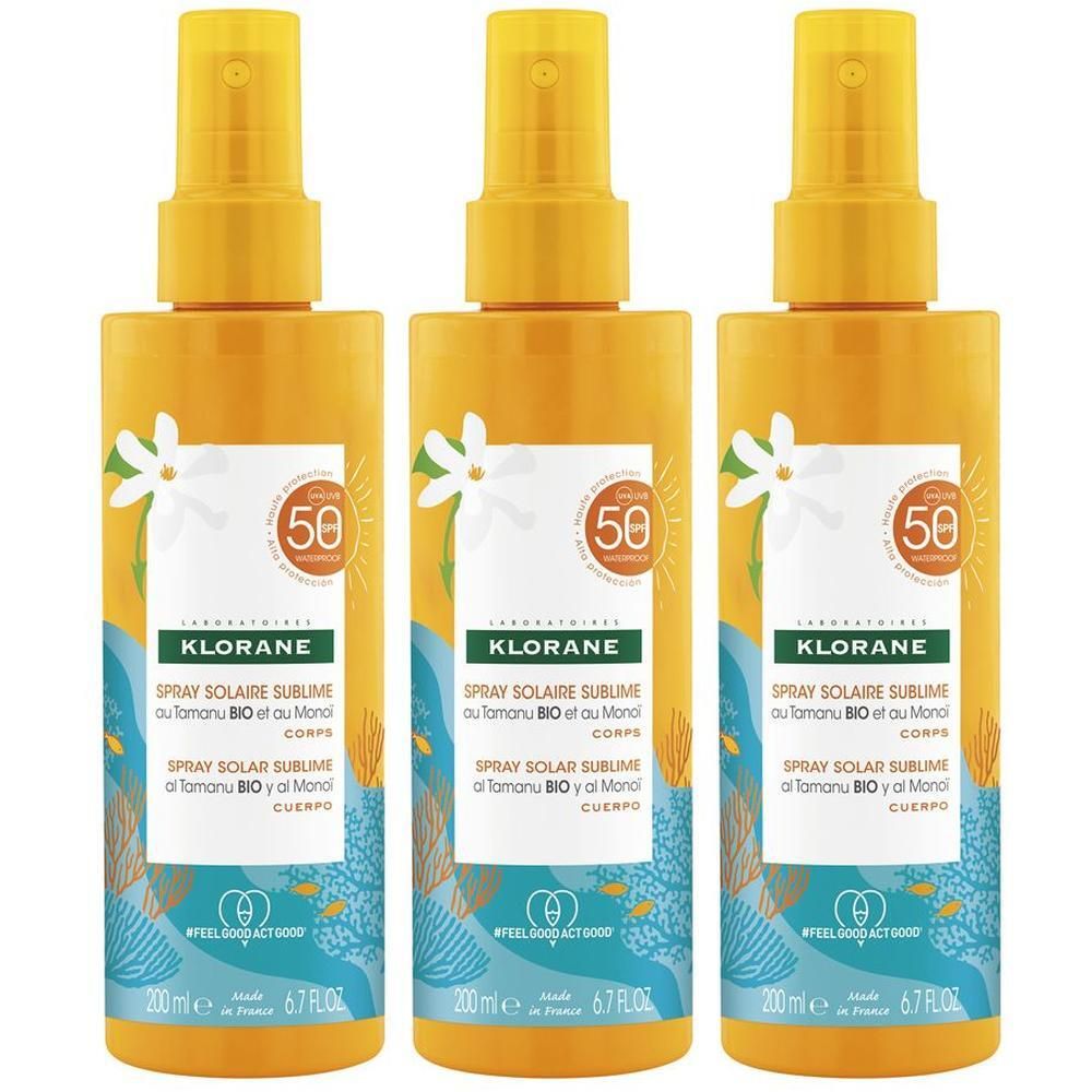 Klorane Spray Solare Sublime SPF 50 con Monoï e Tamanu BIO 200ml - Solare Corpo